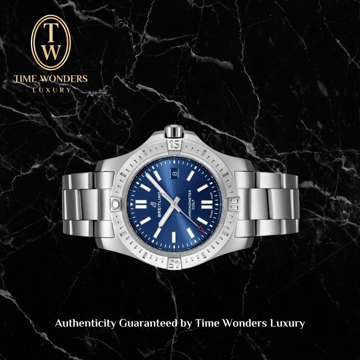 Used August 2021 Breitling Colt 44mm Blue Dial A17388101C1A1 Stainless Steel
