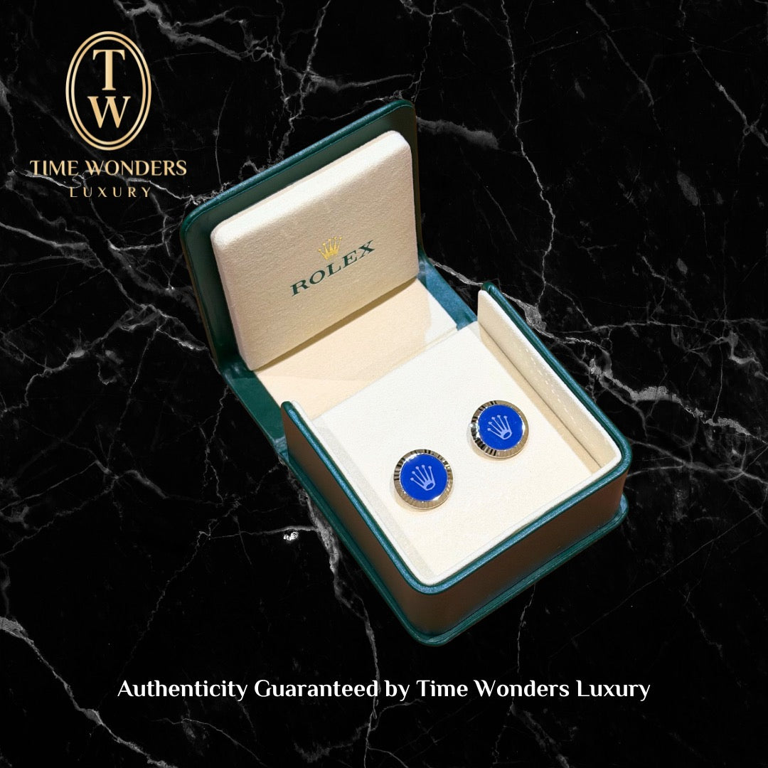 New July 2026 Rolex Fluted Cufflinks A1039BLUE White Gold and Ceramic