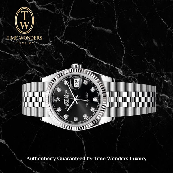 Lightly Used May 2025 Rolex Datejust 36mm Black w Diamonds 126234