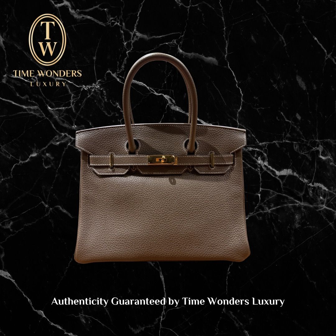 Like New 2014 Hermes Birkin 30 Etoupe Toga Gold Hardware
