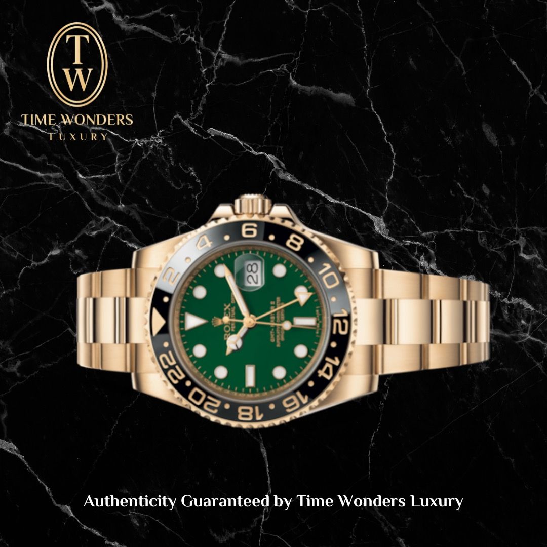 Like New December 2012 Rolex GMT-Master 116718LN Yellow Gold Green Dial 116718
