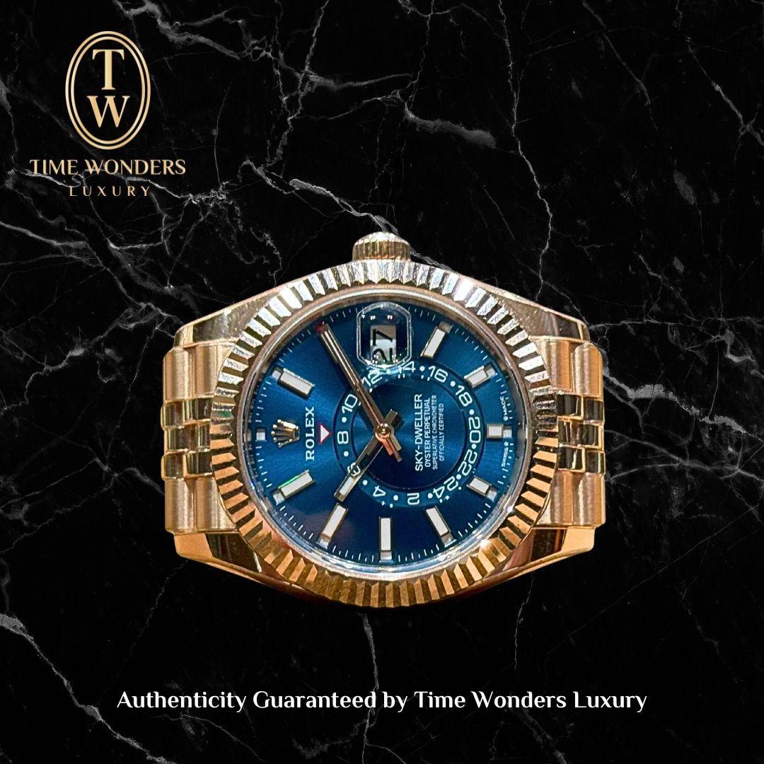 Like New July 2025 Rolex Sky Dweller Rose Gold 336935 Blue Green Dial