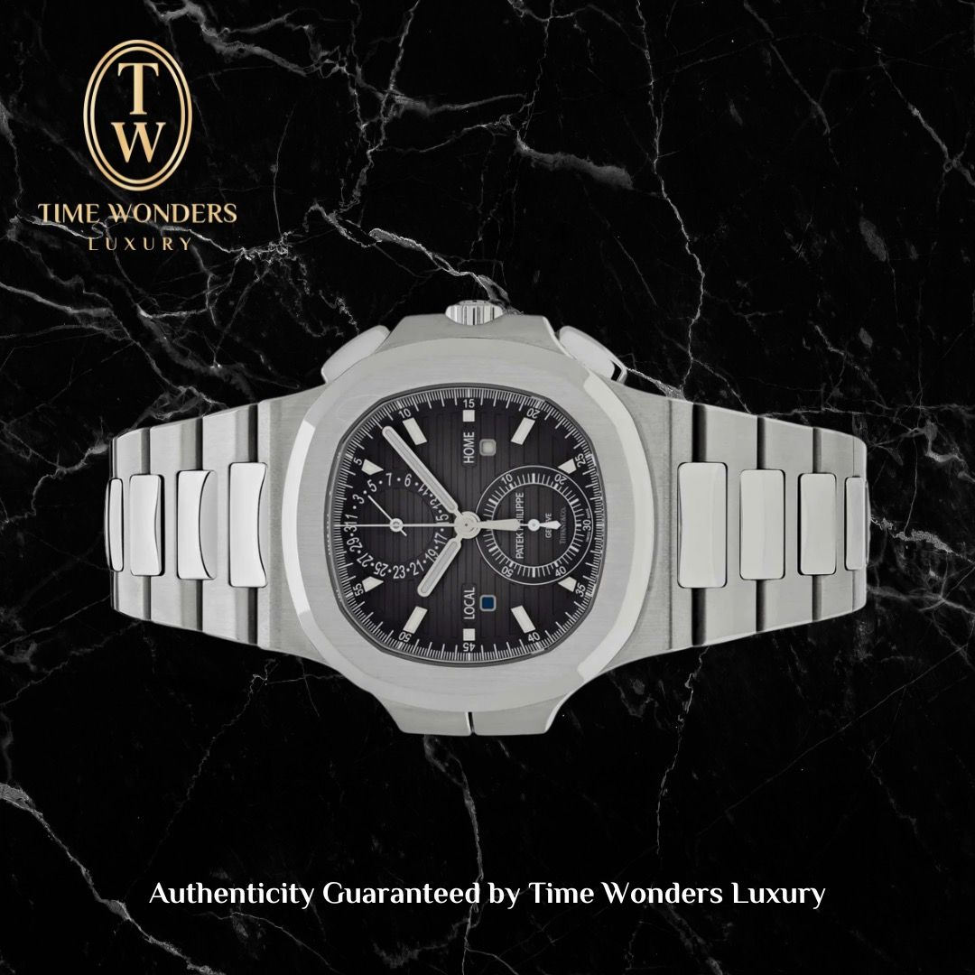 Like New Q2 2015 Patek Philippe Nautilus Flyback Chronograph Travel Time 5990/1A 5990 Grey