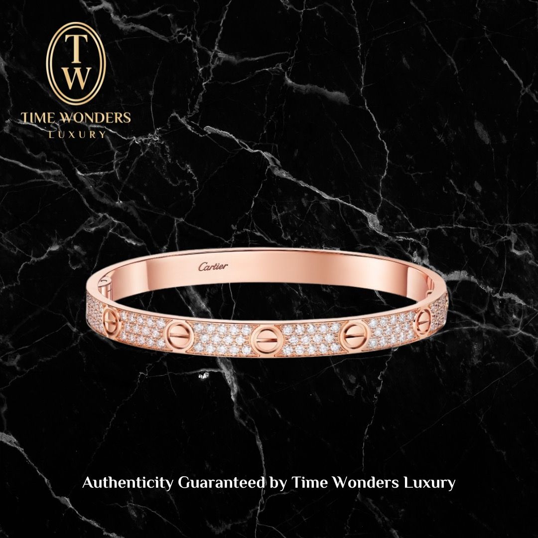 Like New October 2018 Cartier Love Bracelet Classic Model Paved Rose Gold
