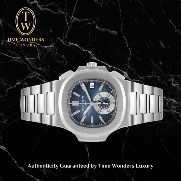 Like New September 2007 Patek Philippe Nautilus Chronograph Blue 5980/1A 5980