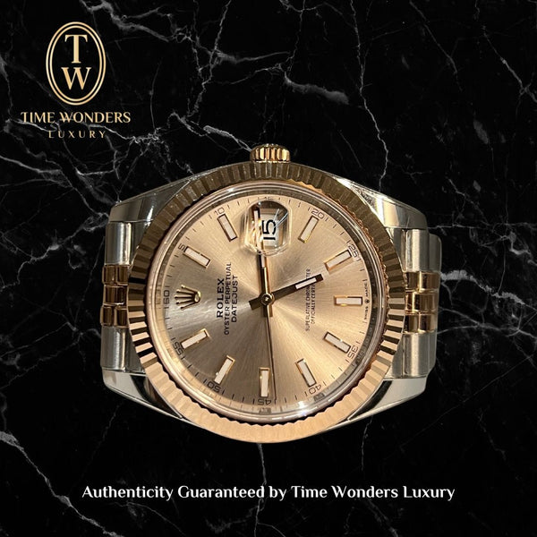 LNIB November 2022 Rolex Datejust 41mm 126331 Two Tone Rose Gold Sundust Dial