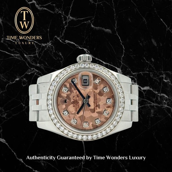 LNIB Oct 2014 Rolex Datejust 26mm 179384 Crystal Pink Dial w Diamonds