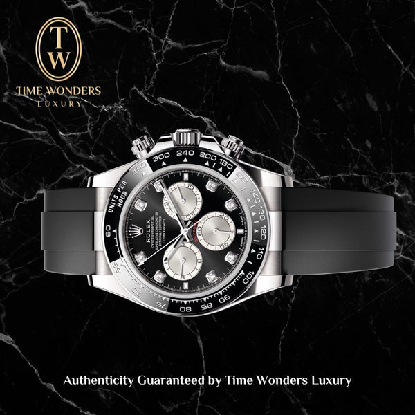 LNIB December 2023 Rolex Daytona White Gold Black Dial Oysterflex 116519LN 116519