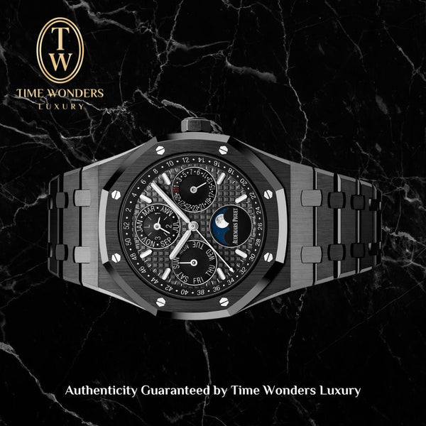 LNIB September 2020 Audemars Piguet Royal Oak Perpetual Calendar Black Ceramic 26579CE 26579
