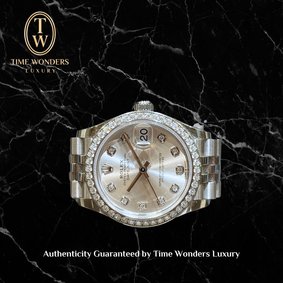Mint Apr 2021 Rolex Datejust 31 278384RBR Diamond Bezel Silver Dial 10 Point Diamonds