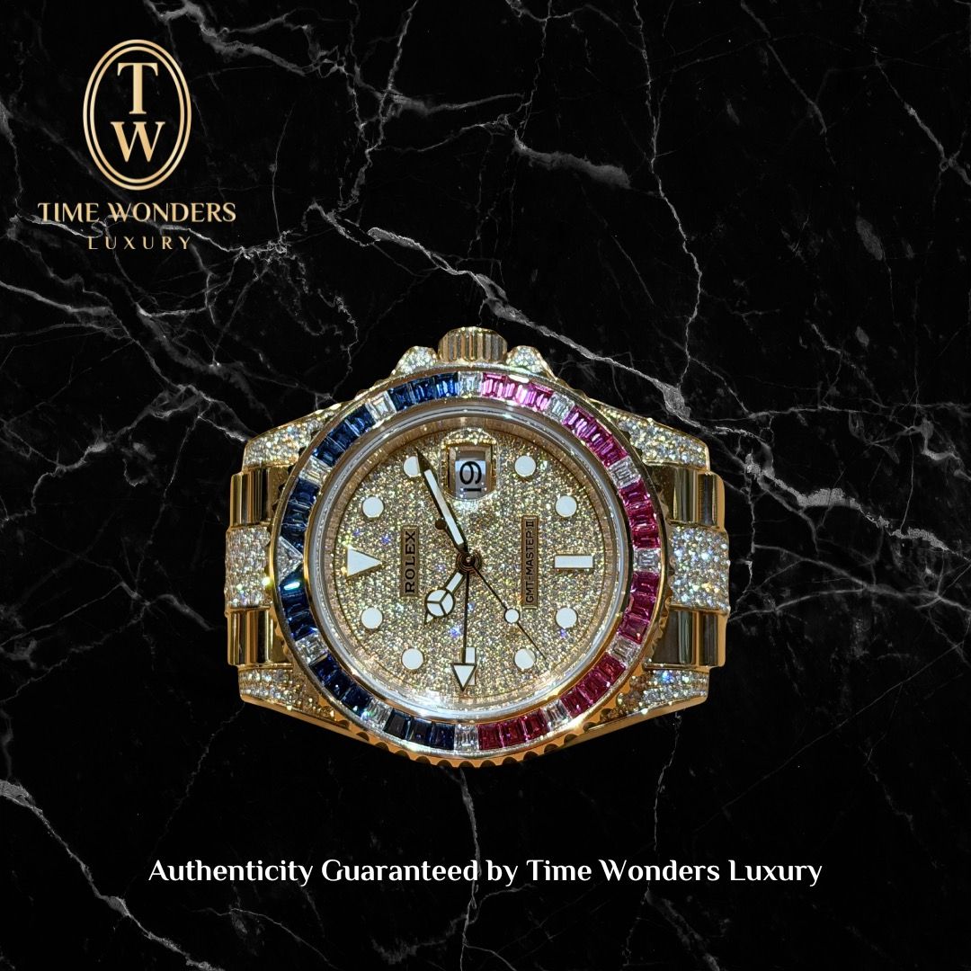 Mint December 2020 Rolex GMT-Master II Saru 126755SARU Paved Diamonds Rose Gold Diamond Oyster Bracelet 126755 Off-Catalogue