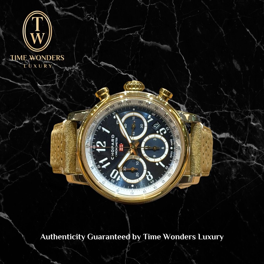 Mint February 2024 Chopard Mille Miglia Classic Chrono Ref. 168619-4001 40.5mm Blue Dial Yellow Gold & Stainless Steel