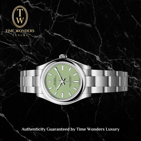 New August 2025 Rolex Oyster Perpetual 31mm Pistachio Green 277200