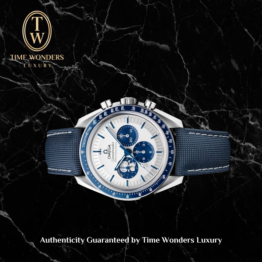 New December 2025 Omega Speedmaster Snoopy Blue 310.32.42.50.50.001 Moonwatch Leather Strap