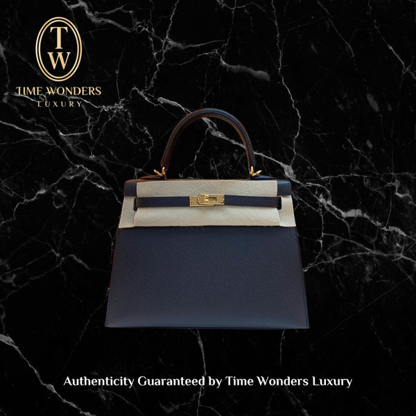 New Hermes Kelly 25 Sellier Black Epsom Gold Hardware