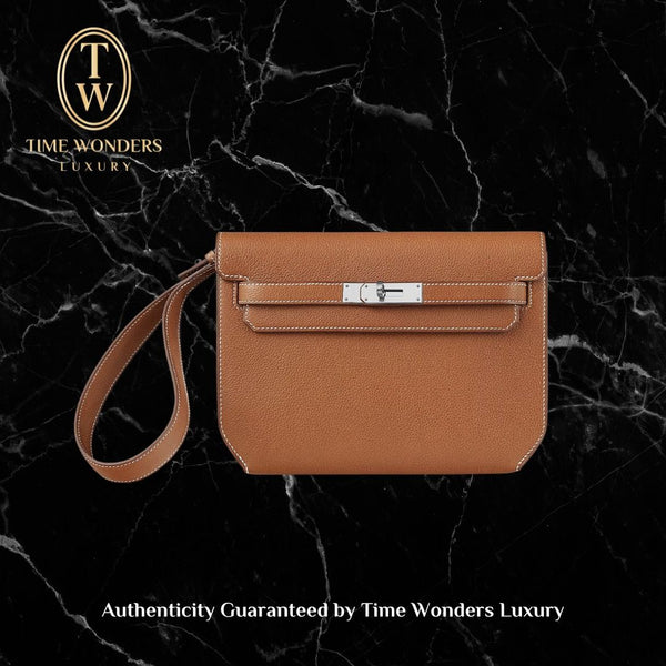 New Hermes Kelly Depeches 25 Gold Madame Leather Palladium Hardware