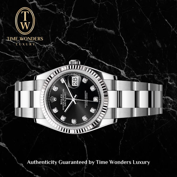 New June 2025 Rolex Datejust 36mm Black w Diamonds 126234 Oyster