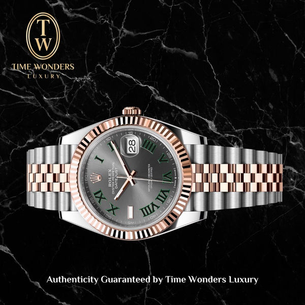 New June 2025 Rolex Datejust 41mm Rose Gold Two Tone Wimbledon Dial 126331