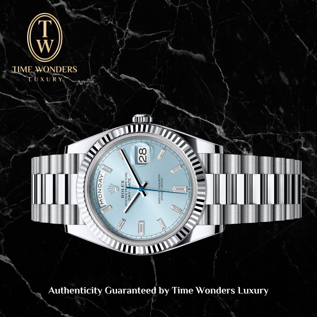 New June 2025 Rolex Day-Date Platinum 40mm 228236 Baguette Diamond Daydate