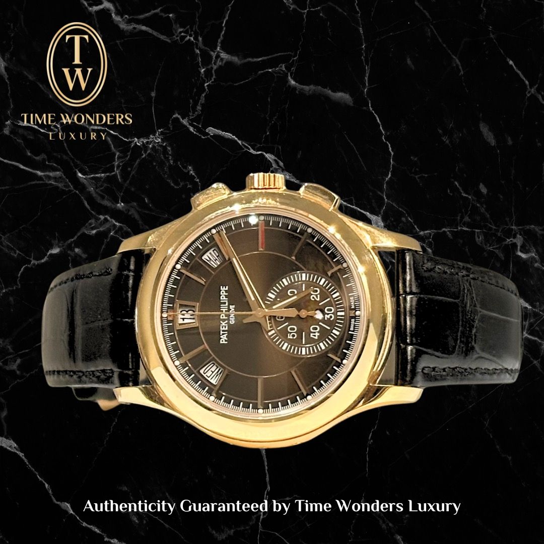 New Old Stock September 2020 Patek Philippe Complication Flyback Chronograph Annual Calendar Rose Gold Brown Dial 5905R 5905