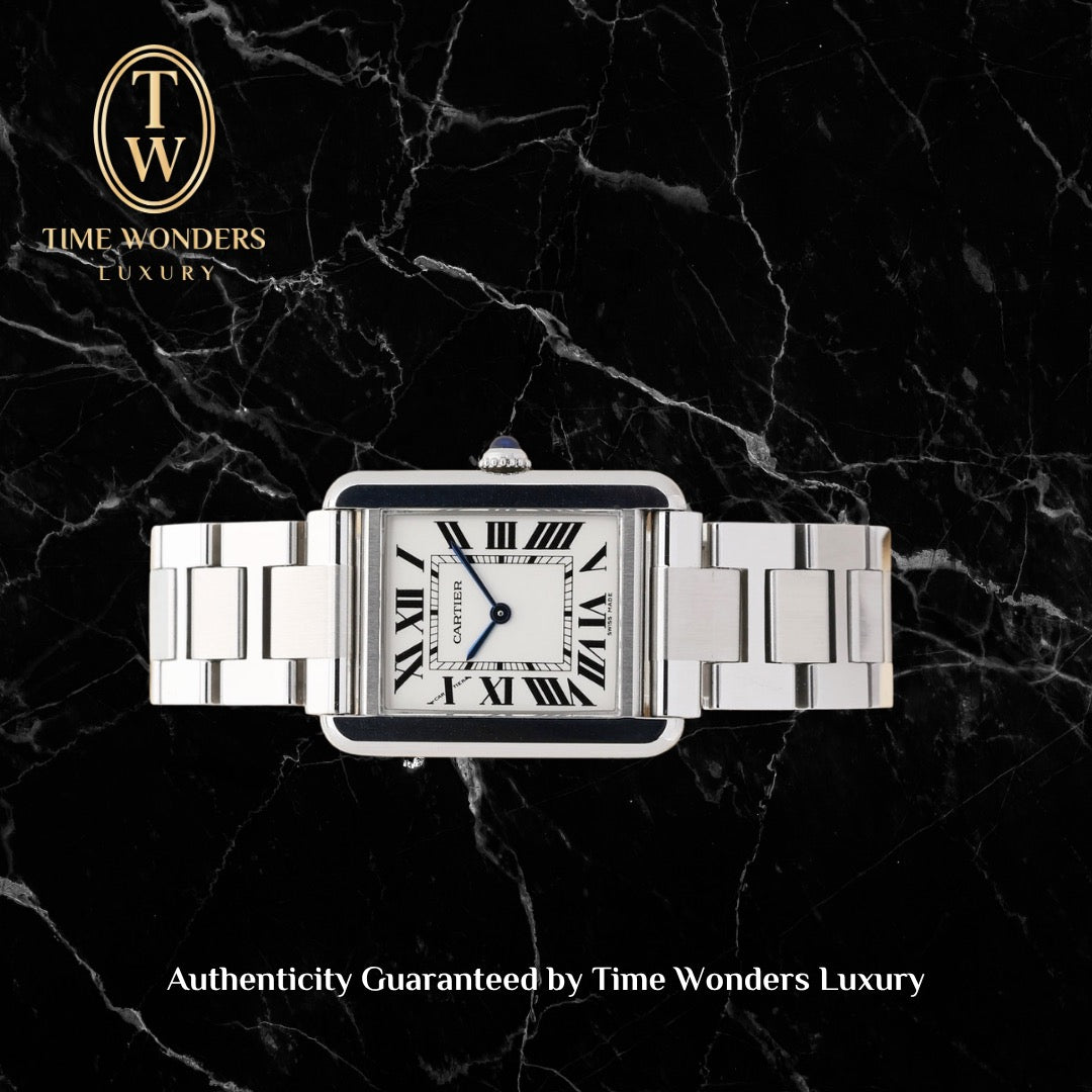 Like New April 2021 Cartier Tank Solo Small W5200013 Quartz Stainless Steel Bracelet