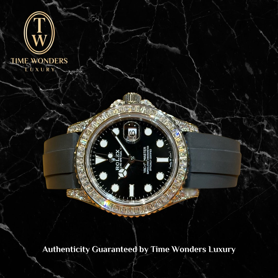 Mint 2021 Rolex Yacht Master White Gold 226679TBR Black Dial Baguette Diamonds 42mm 226679 Yachtmaster