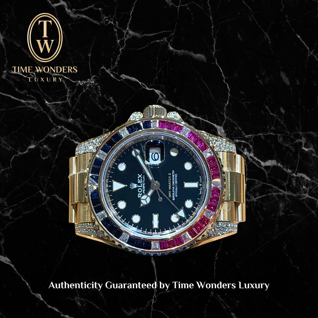 Mint 2021 Rolex GMT-Master II Rose Gold 126755SARU Saru Red Ruby Blue Sapphire 126755 40mm