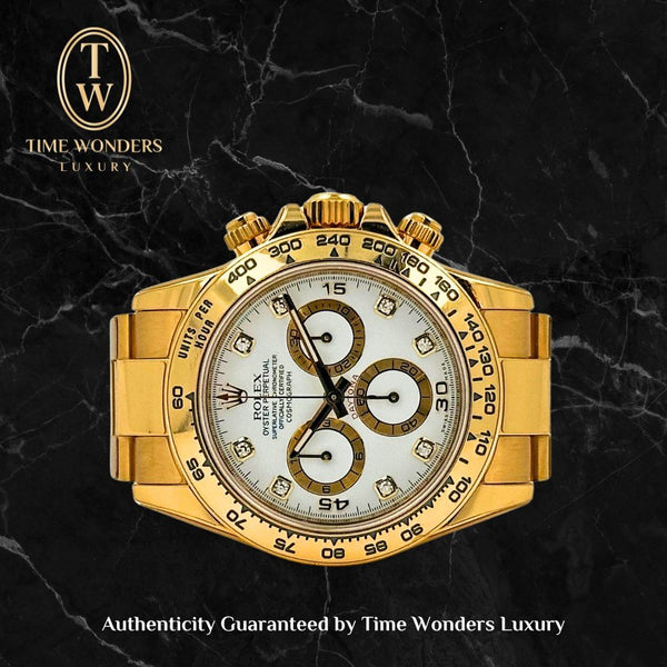Rare!! Rolex Daytona 116508 Full Yellow Gold white dial with 8 point diamond