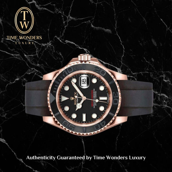 Used February 2016 Rolex Yacht Master 40mm Rose Gold 116655 Oysterflex