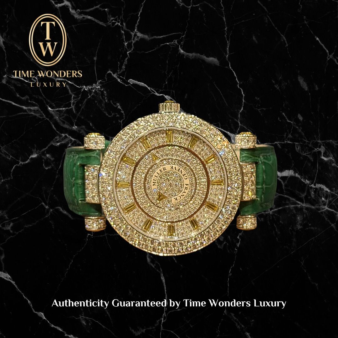 Used Franck Muller Double Mystery 39 DM D 1R CD White Gold Paved Diamonds Yellow Sapphire 39mm