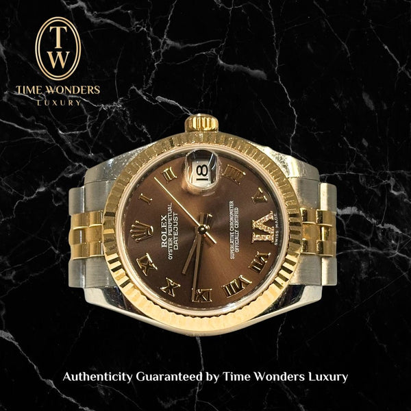 Used May 2011 Rolex Datejust 31mm Rose Gold Chocolate Dial 178271