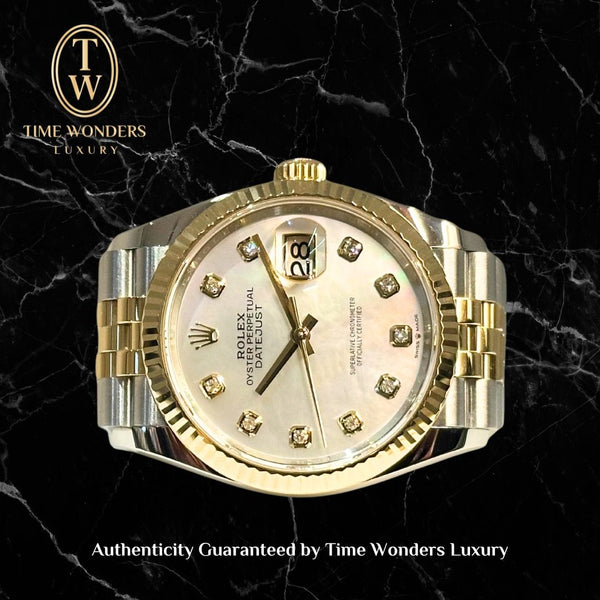 Used Nov 2022 Rolex Datejust Yellow Gold 36mm 126233 Diamond