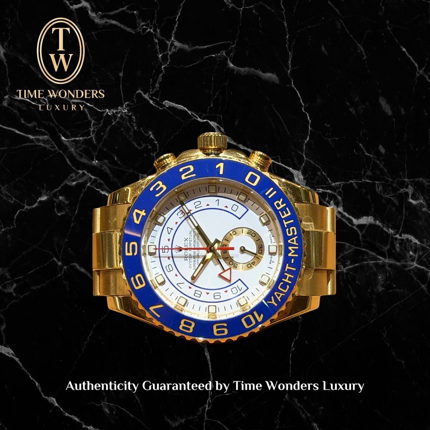 Used October 2008 Rolex Yellow Gold Yacht master II Oyster White Dial