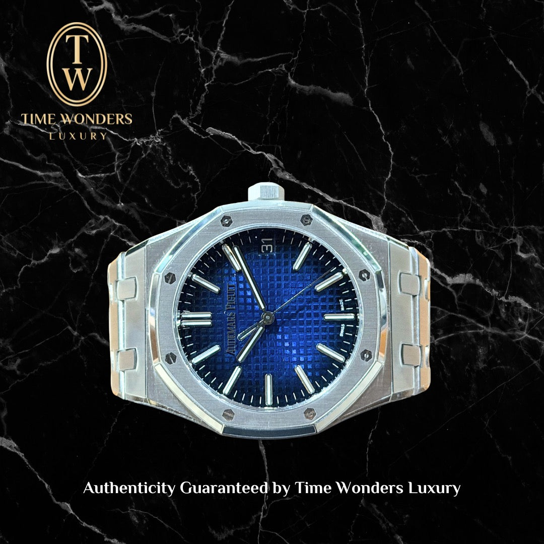 Mint December 2025 Audemars Piguet Royal Oak 41mm 15510BC White Gold Smoke Blue Dial 15510