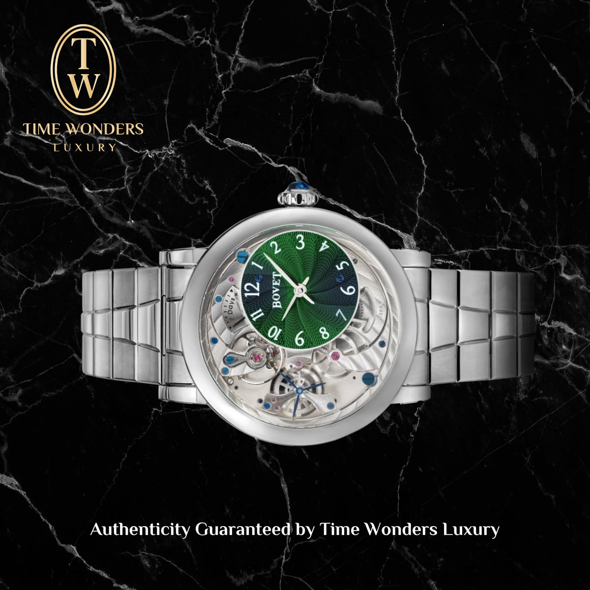 New September 2026 Bovet Recital 12 Emerald Green Guilloche R12C2-0002 40mm Titanium
