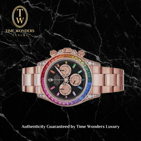 Mint December 2021 Rolex Daytona Rainbow 116595RBOW Rose Gold 116595