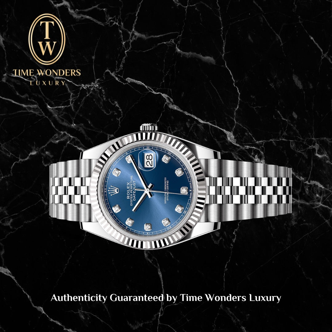 Mint January 2026 Rolex Datejust 41mm 126334 Blue Dial Diamond Indexes Jubilee Date Just