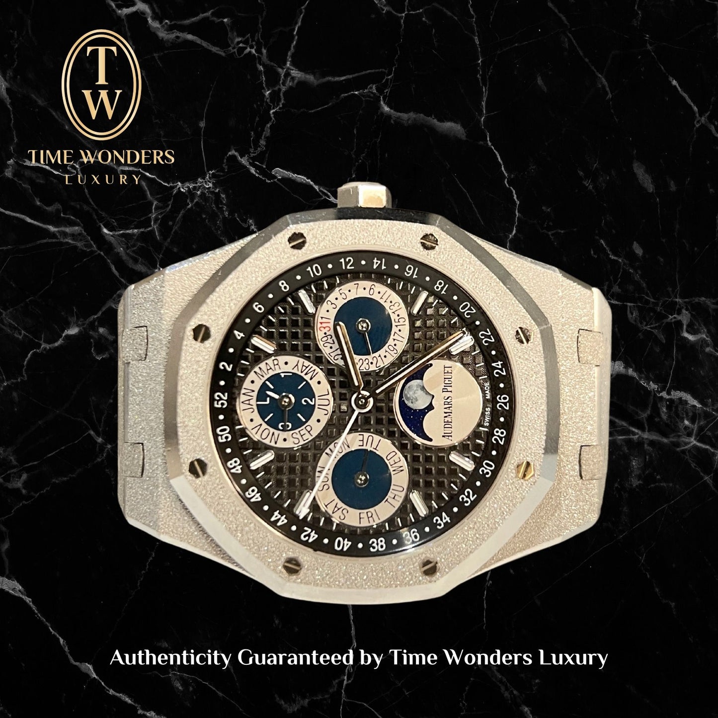 Lightly Used 2023 Audemars Piguet Royal Oak AP Perpetual Calendar Frosted 26574BC 26574 Black Dial