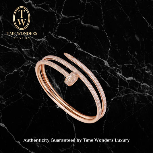 Lightly Used Cartier Juste Un Clou Bracelet Rose Gold, Double, Semi Paved