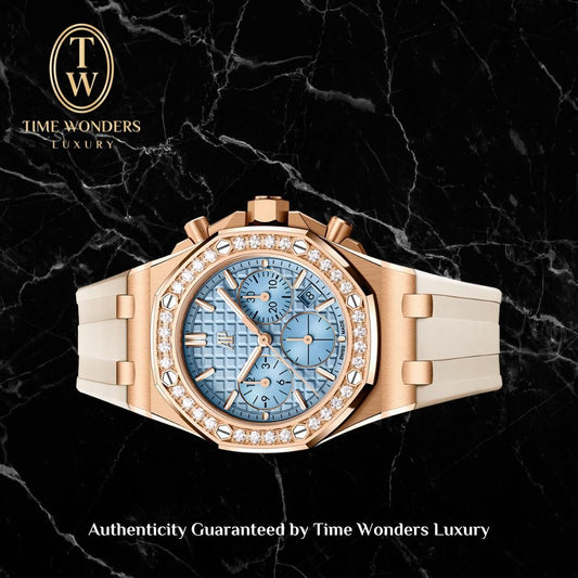 Lightly Used December 2023 Audemars Piguet Royal Oak Offshore 26231OR blue Dial Rose Gold Diamond 26231