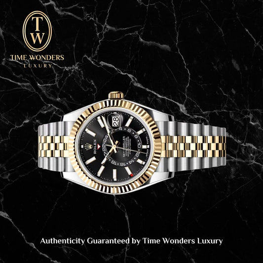 Lightly Used March 2025 Rolex Sky-Dweller Two tone Yellow Gold 336933 Black Dial Jubilee