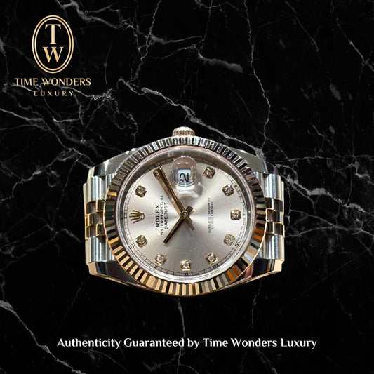 Lightly Used November 2024 Rolex Datejust 41mm 126331 Rose Gold Two-tone Champagne Dial Diamonds
