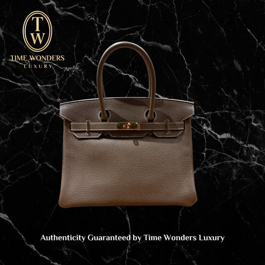 Like New 2014 Hermes Birkin 30 Etoupe Toga Gold Hardware
