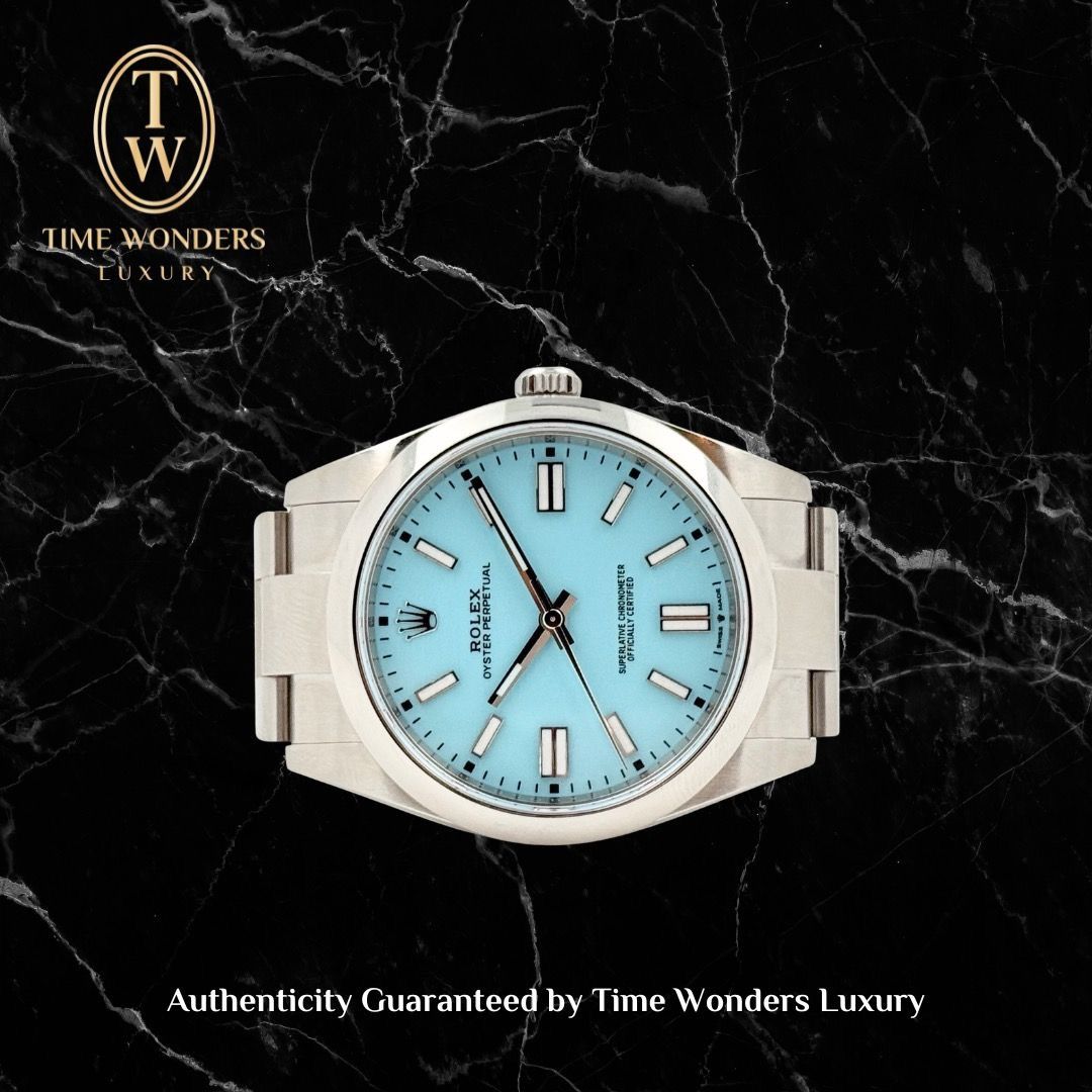 Like New August 2021 Rolex Oyster Perpetual 41mm Tiffany Blue 124300