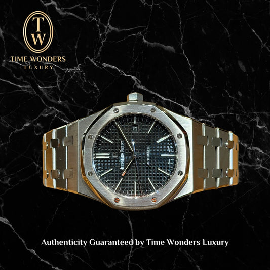 Like New January 2017 Audemars Piguet Royal Oak 41mm Black 15400ST 15400 Stainless Steel