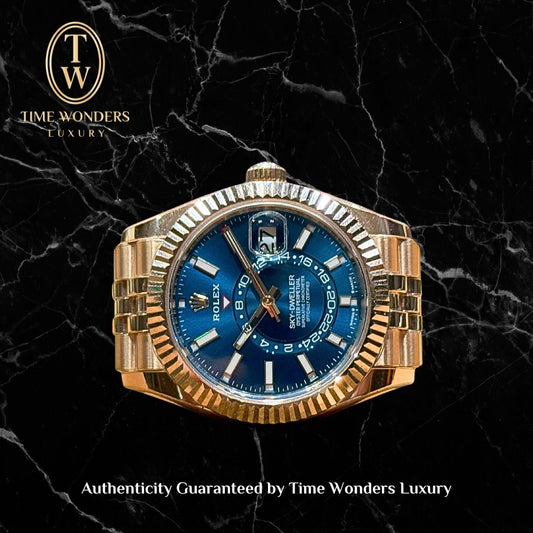 Like New July 2025 Rolex Sky Dweller Rose Gold 336935 Blue Green Dial