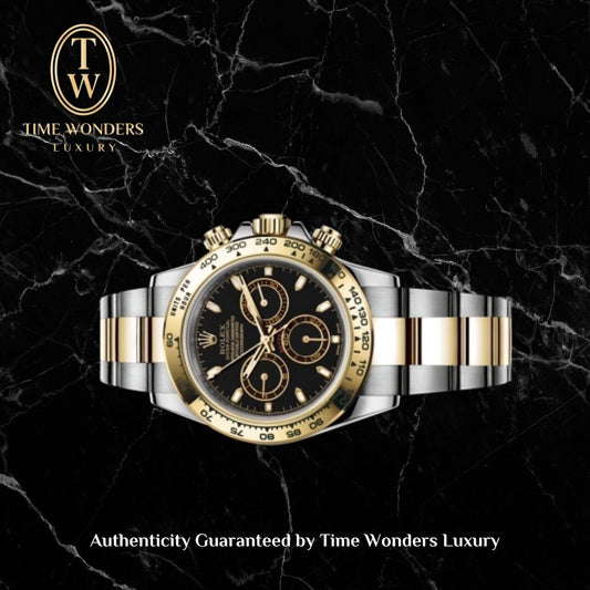 Like New June 2022 Rolex Daytona Two-Tone 116503 Yellow Gold Black Dial