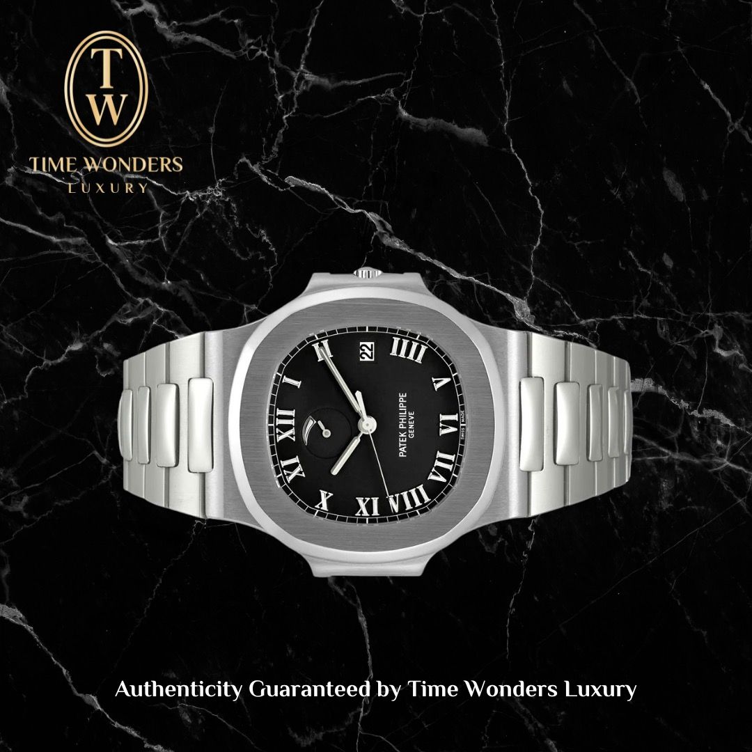 Like New November 2001 Patek Philippe Nautilus 3710/1A Black Dial Roman Indexes Power Reserve Indicator