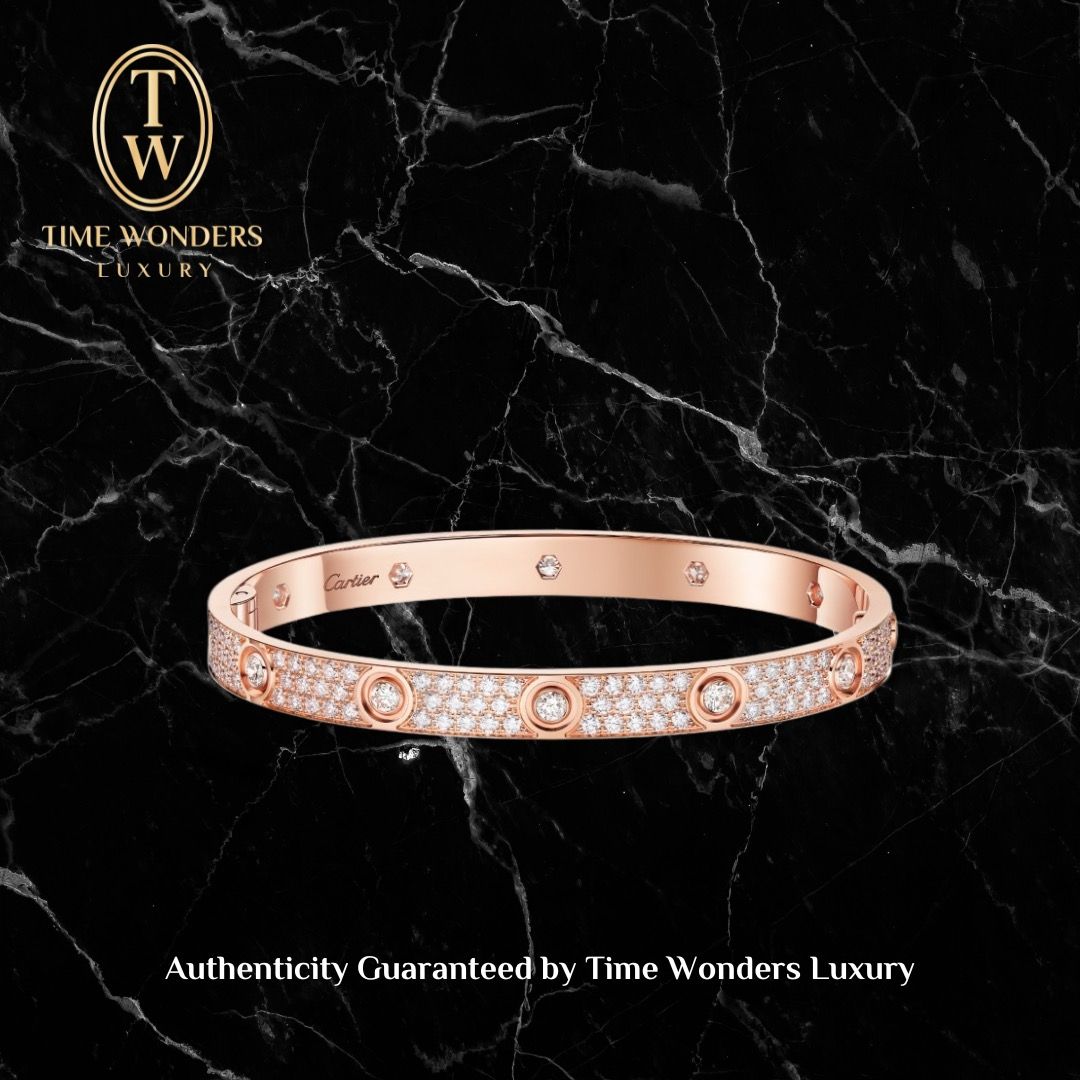 Like New November 2025 Cartier Love Bracelet Classic Model Paved 10 Diamonds Rose Gold