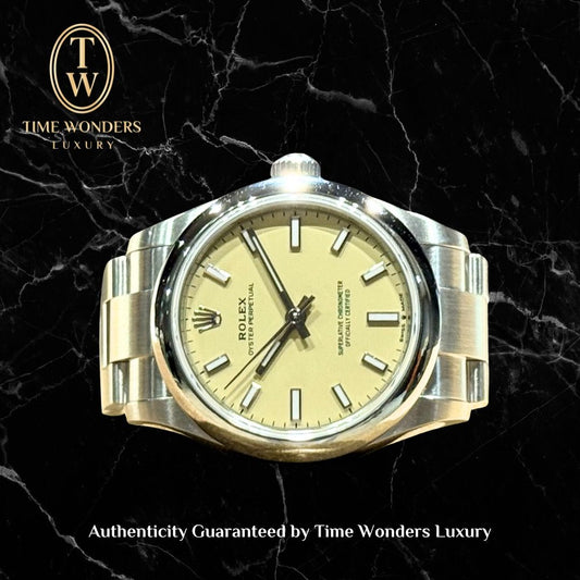 Like New October 2025 Rolex Oyster Perpetual 41mm Beige Dial 124300